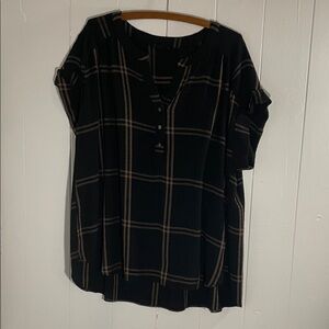Jane and Delancey Black Plaid Blouse
